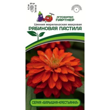 Семена Цинния махровая "Барышня-крестьянка" Рябиновая Пастила 5 шт. Партнер